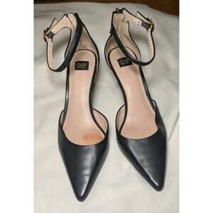 Louise et Cie Womens Leather Ankle Strapped Pointed Toe Heels Black Size 9